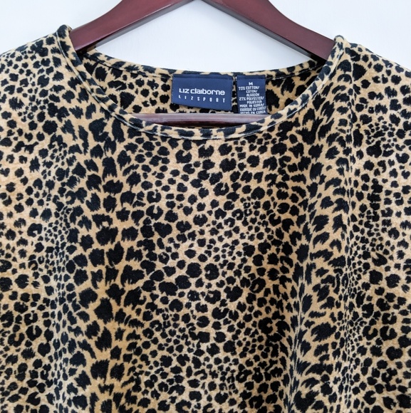 Liz Claiborne velvet leopard animal print tee - Picture 2 of 3
